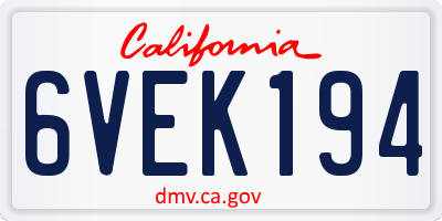 CA license plate 6VEK194