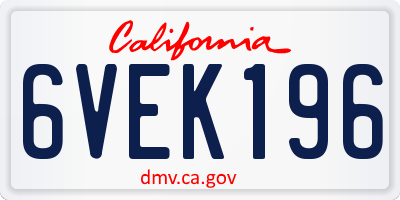 CA license plate 6VEK196