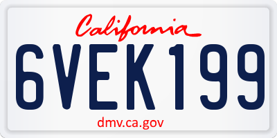 CA license plate 6VEK199