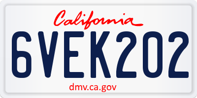 CA license plate 6VEK202