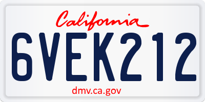 CA license plate 6VEK212