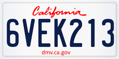 CA license plate 6VEK213
