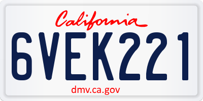 CA license plate 6VEK221