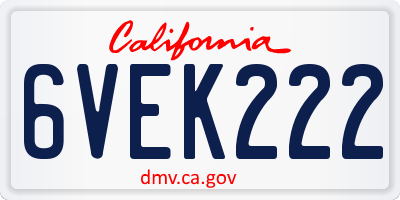 CA license plate 6VEK222