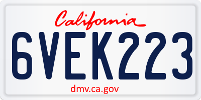 CA license plate 6VEK223