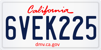 CA license plate 6VEK225