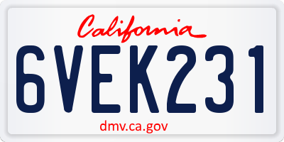 CA license plate 6VEK231