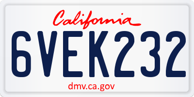 CA license plate 6VEK232