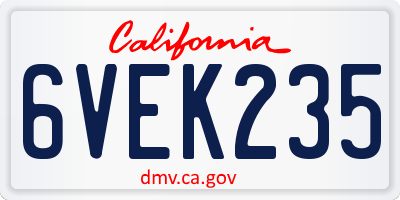 CA license plate 6VEK235