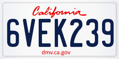 CA license plate 6VEK239