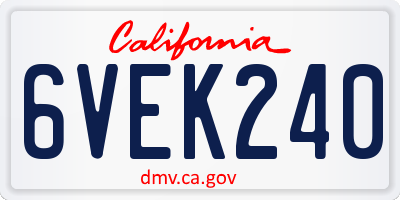 CA license plate 6VEK240