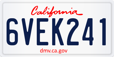 CA license plate 6VEK241