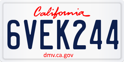 CA license plate 6VEK244