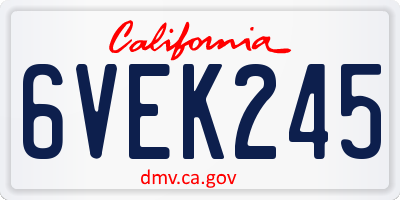 CA license plate 6VEK245