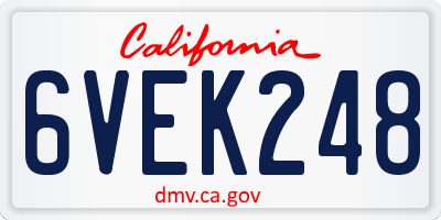 CA license plate 6VEK248