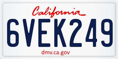 CA license plate 6VEK249