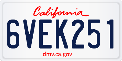 CA license plate 6VEK251