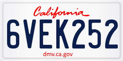 CA license plate 6VEK252