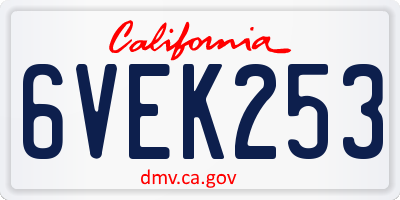 CA license plate 6VEK253