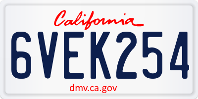 CA license plate 6VEK254
