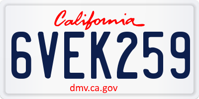 CA license plate 6VEK259