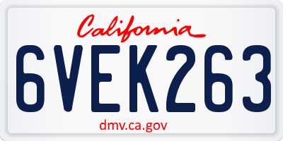 CA license plate 6VEK263
