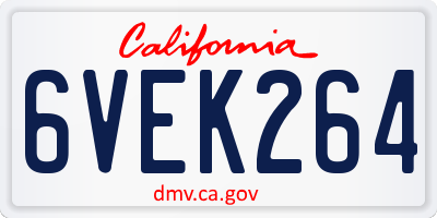 CA license plate 6VEK264