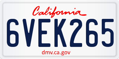 CA license plate 6VEK265