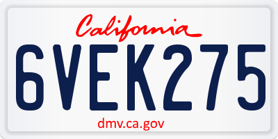 CA license plate 6VEK275