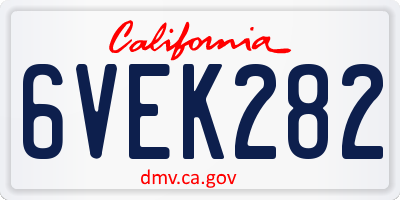 CA license plate 6VEK282