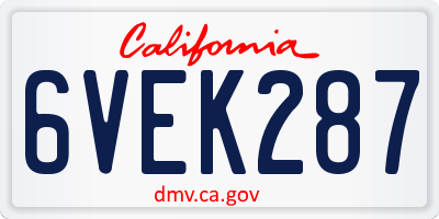 CA license plate 6VEK287