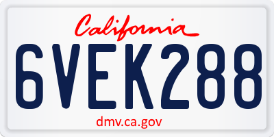 CA license plate 6VEK288