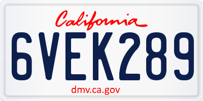 CA license plate 6VEK289