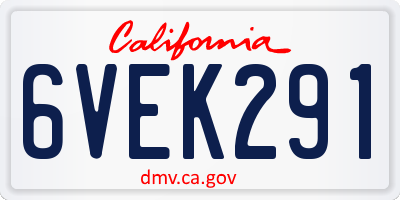 CA license plate 6VEK291
