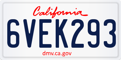 CA license plate 6VEK293