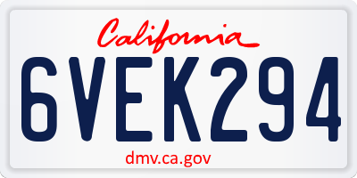CA license plate 6VEK294