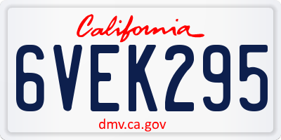 CA license plate 6VEK295