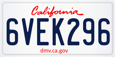 CA license plate 6VEK296