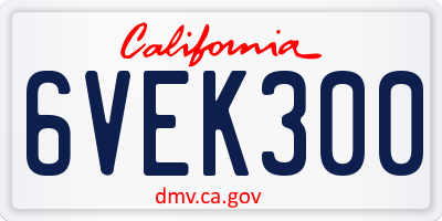 CA license plate 6VEK300