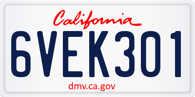 CA license plate 6VEK301