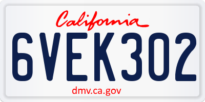 CA license plate 6VEK302