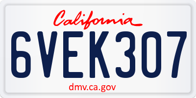 CA license plate 6VEK307