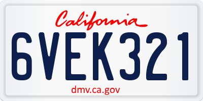 CA license plate 6VEK321