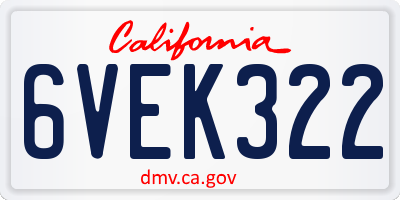 CA license plate 6VEK322