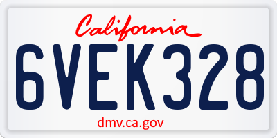 CA license plate 6VEK328