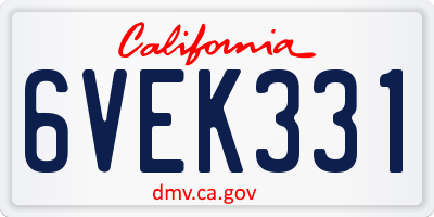 CA license plate 6VEK331