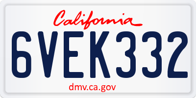 CA license plate 6VEK332