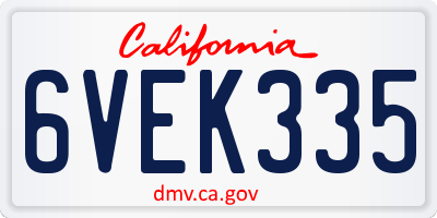 CA license plate 6VEK335