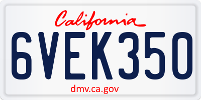 CA license plate 6VEK350