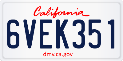 CA license plate 6VEK351